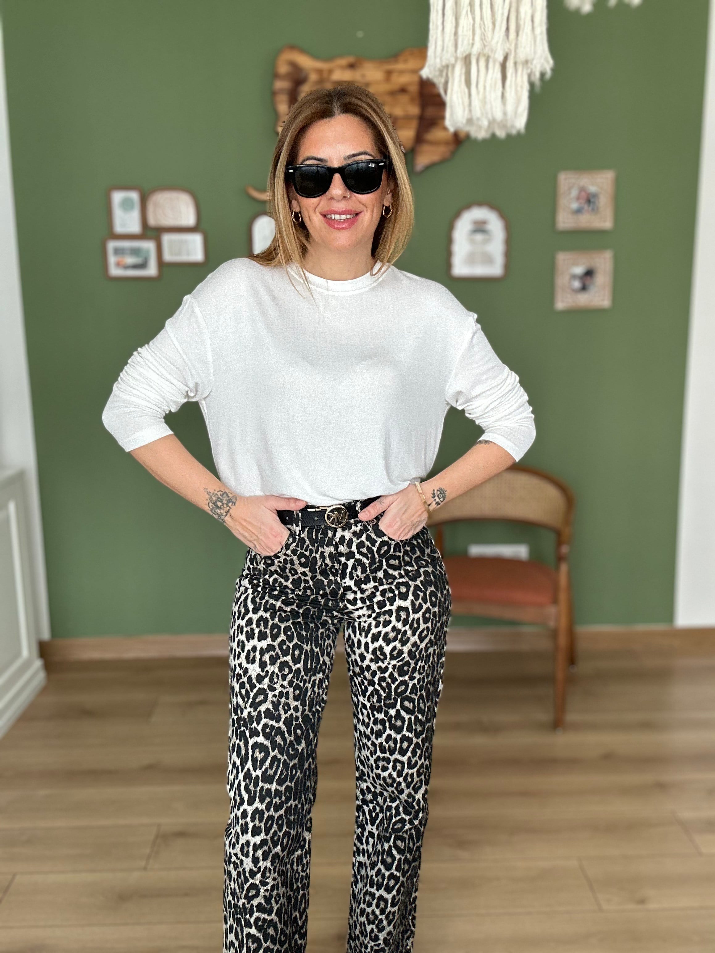 Ekru Tiril Kumaş Basic Bluz