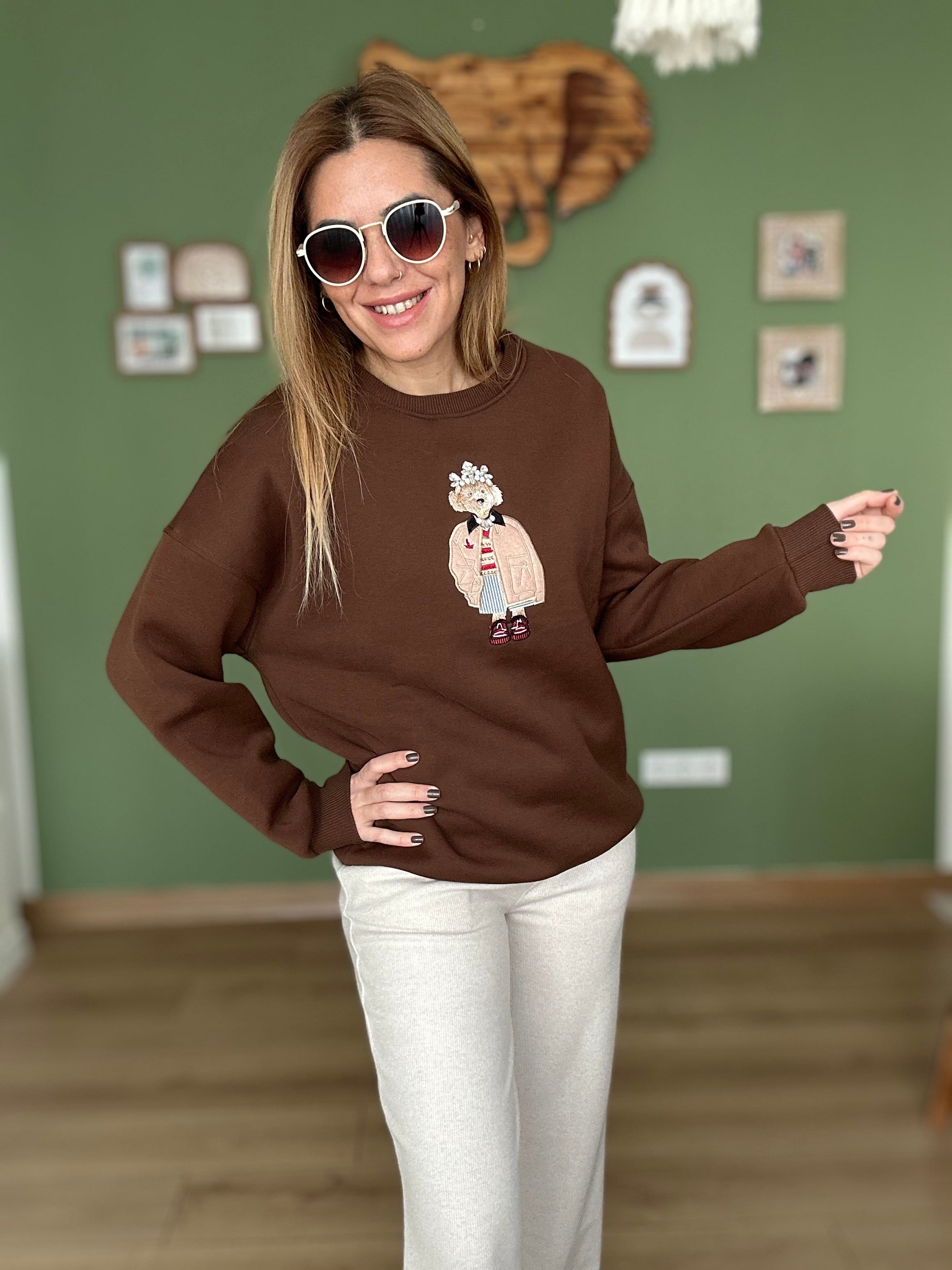 Kahve Ayıcıklı Sweatshirt