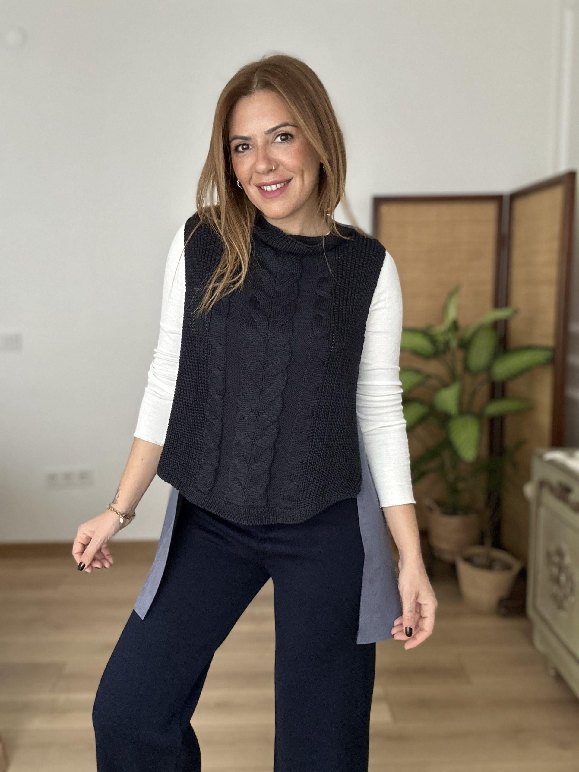 Örgü Süet Bluz Standart Lacivert