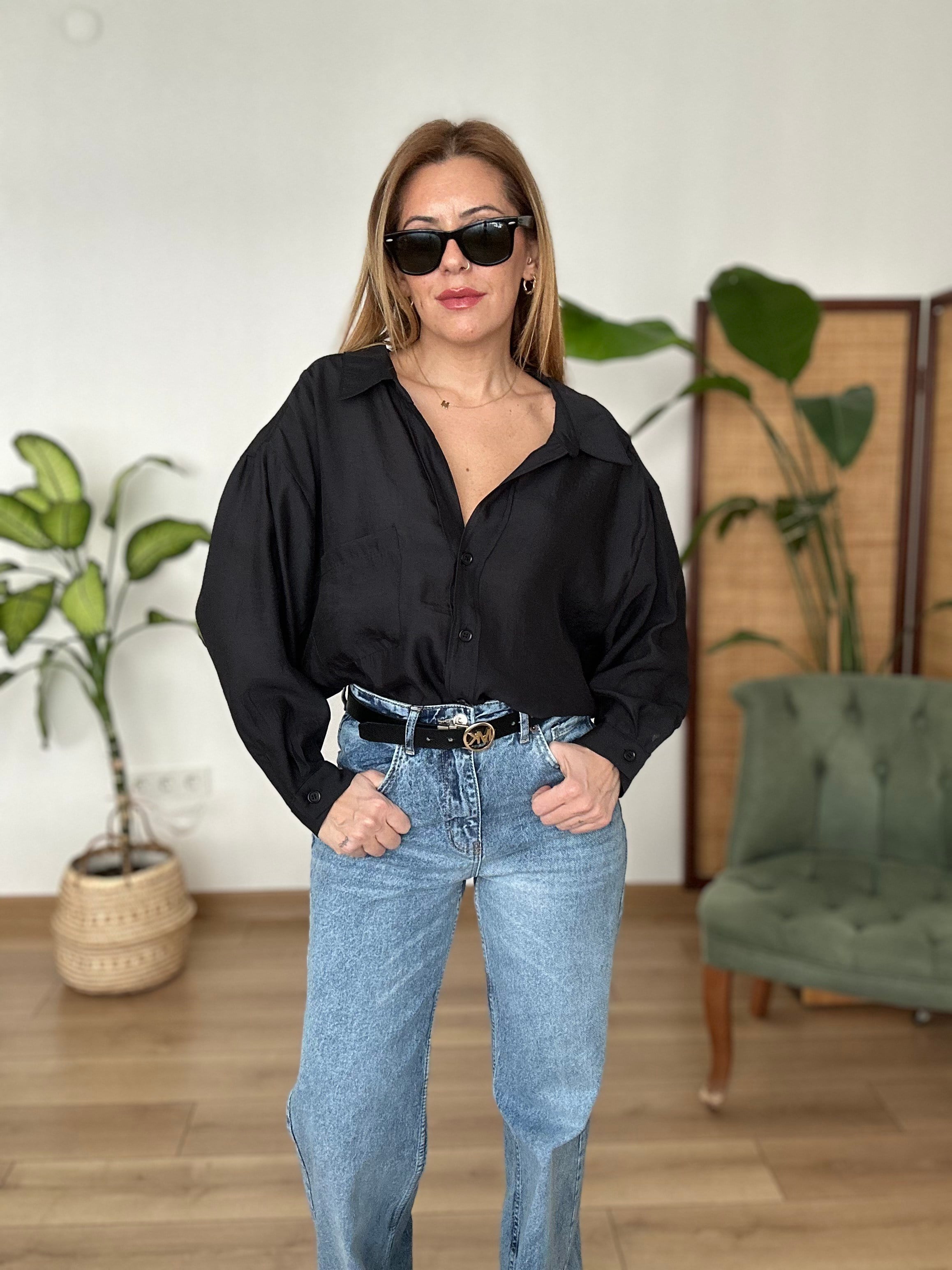 Siyah Oversize Gömlek