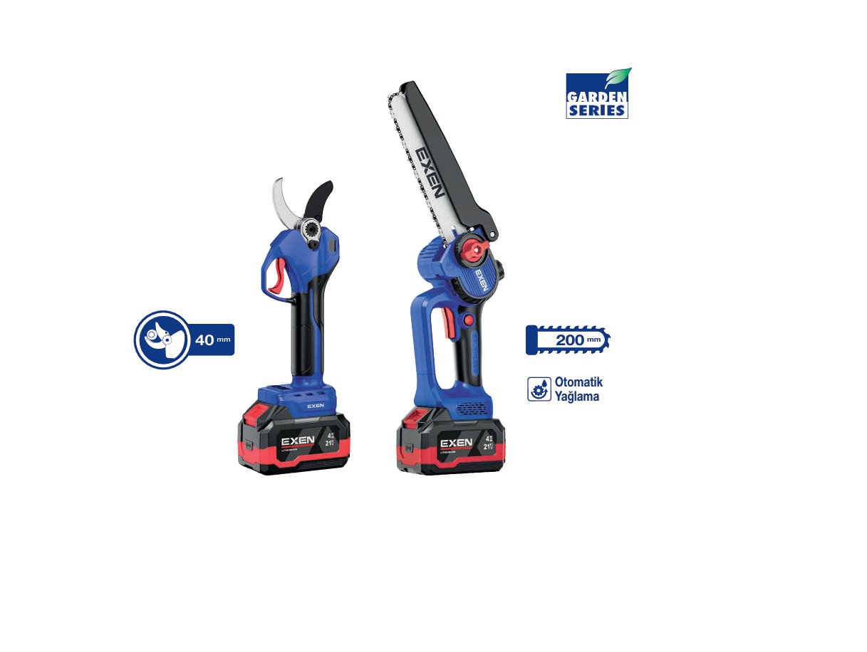 EXEN ENG 604 SET ENG 604 T ŞARJLI TESTERE + ENG 674 M BUDAMA MAKASI 21V 4AH KÖMÜRSÜZ