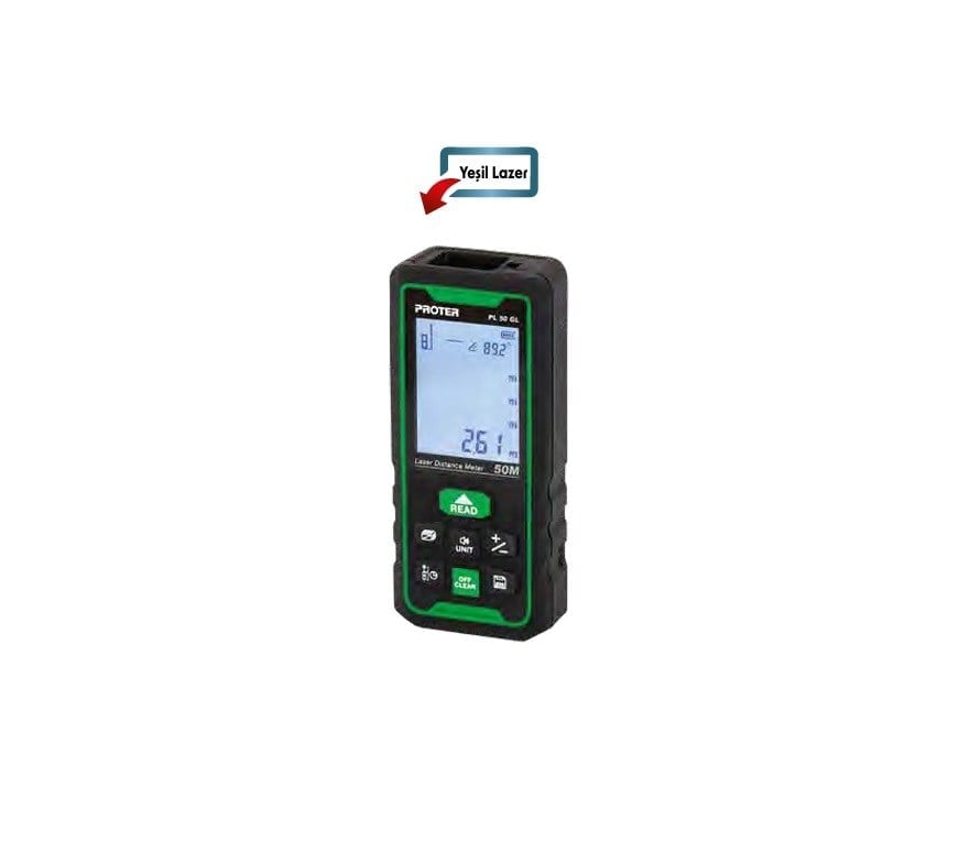PROTER PL 100 GL 100 MT. LAZER METRE İÇ VE DIŞ ALAN ÖLÇÜM (YEŞİL LAZER PİLLİ)