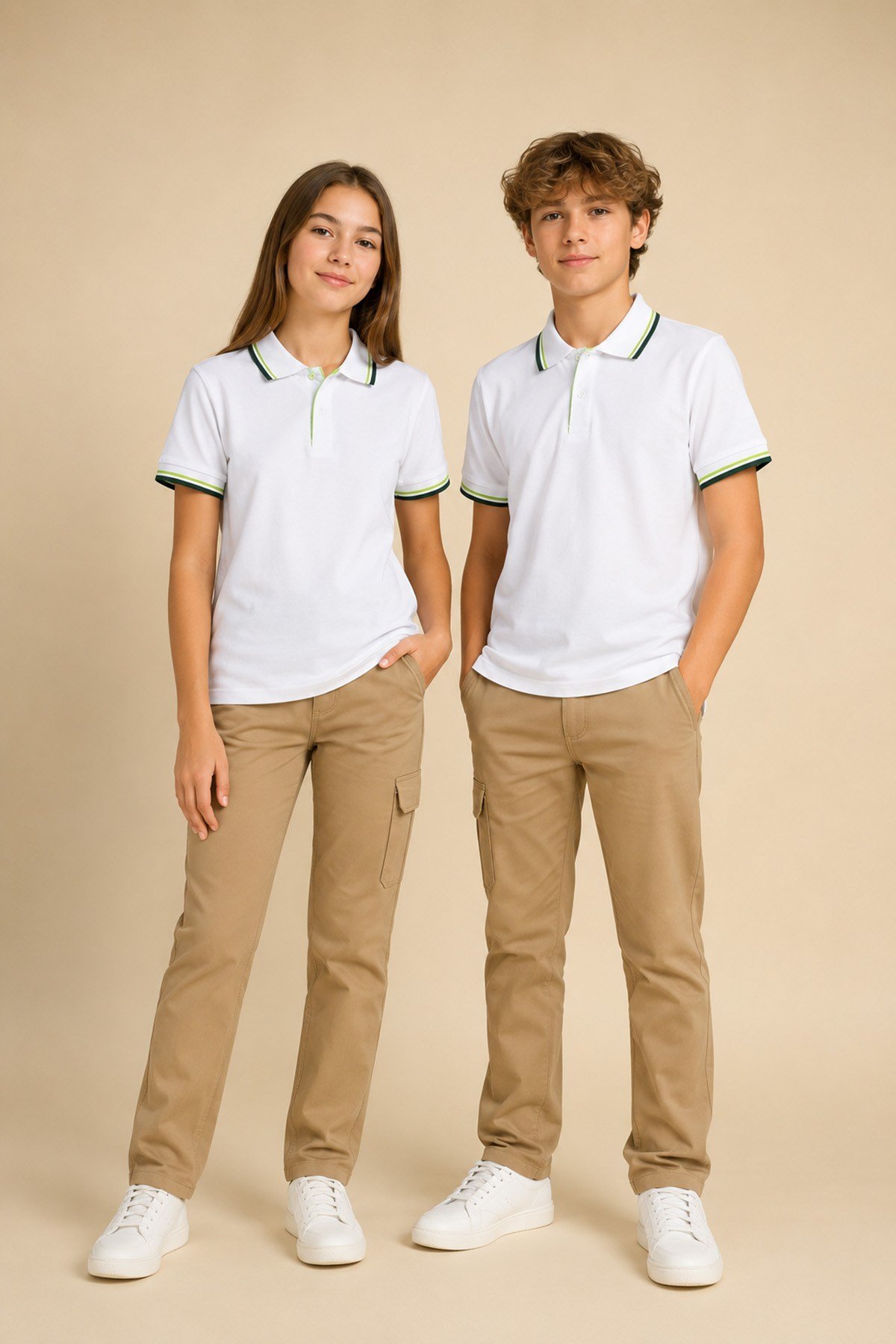 YAKA ÇİZGİLİ OKUL LAKOS 11YAŞ-XL BEDEN Beyaz