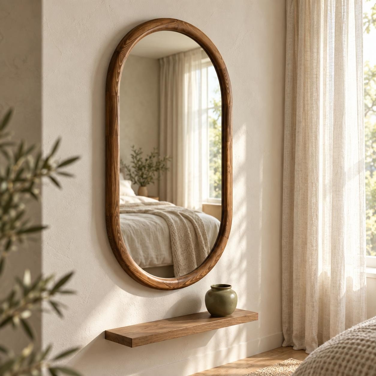 Arezzo Ahşap Oval Duvar Aynası
