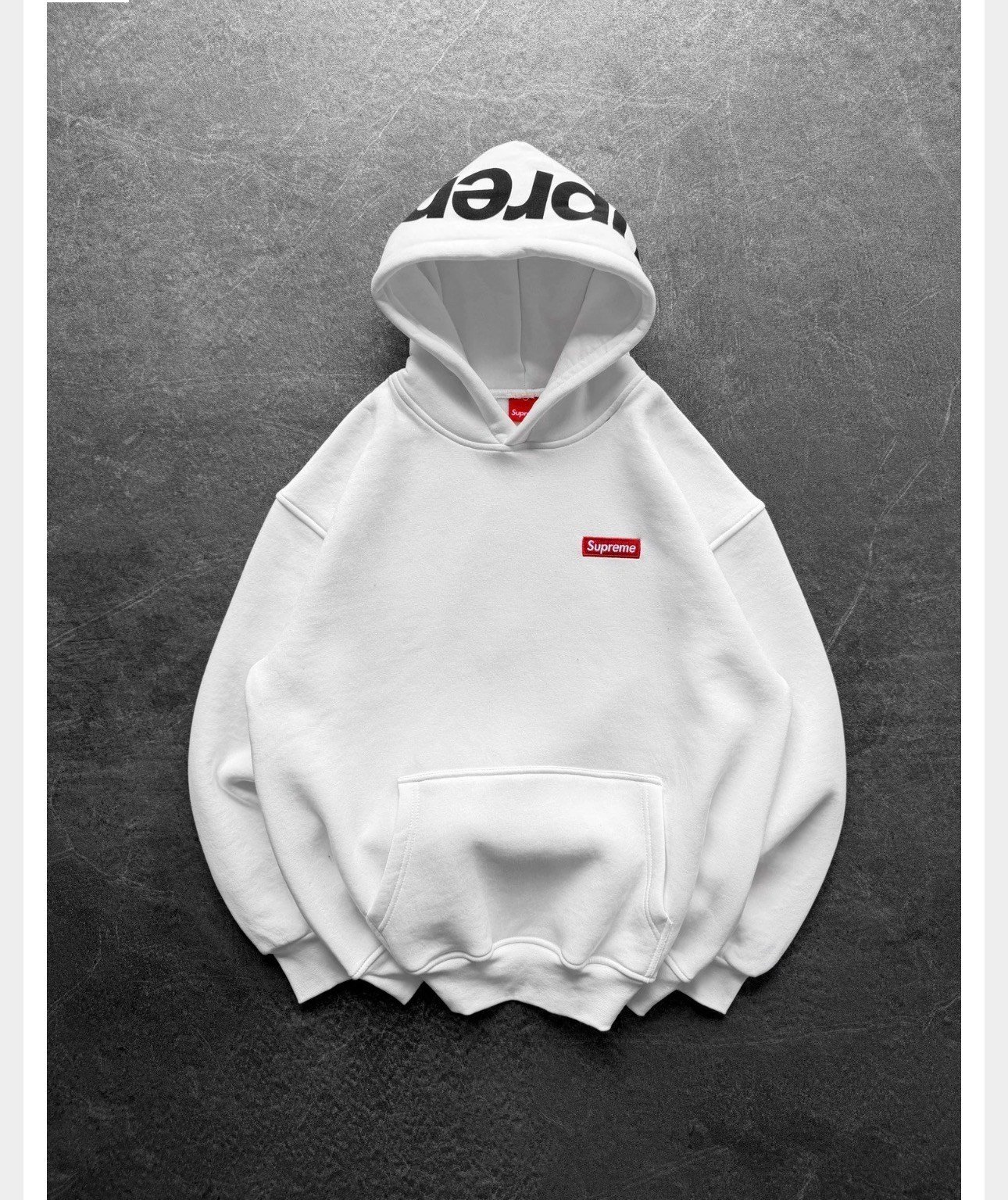 BEYAZ SUPREME KAPŞONLU SWEAT