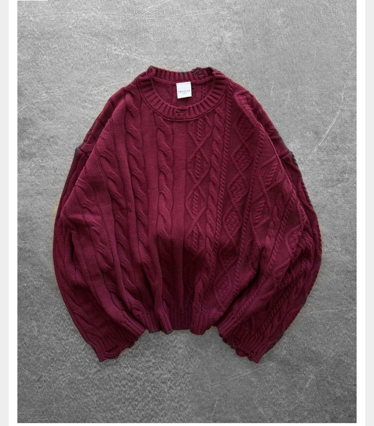 BORDO CROP ÖRGÜ TRİKO KAZAK