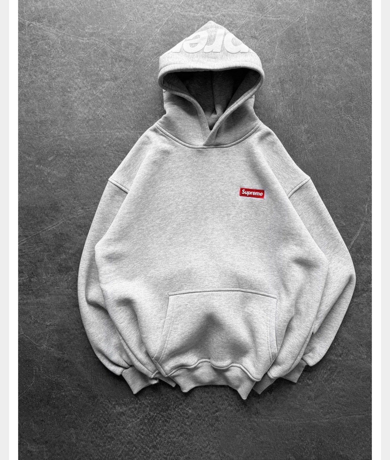 GRİ SUPREME KAPŞONLU SWEAT