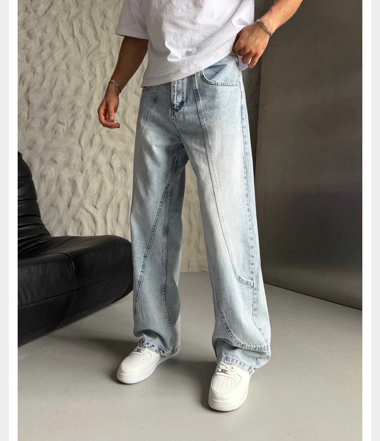 MAVİ PARÇALI BAGGY KOT PANTOLON