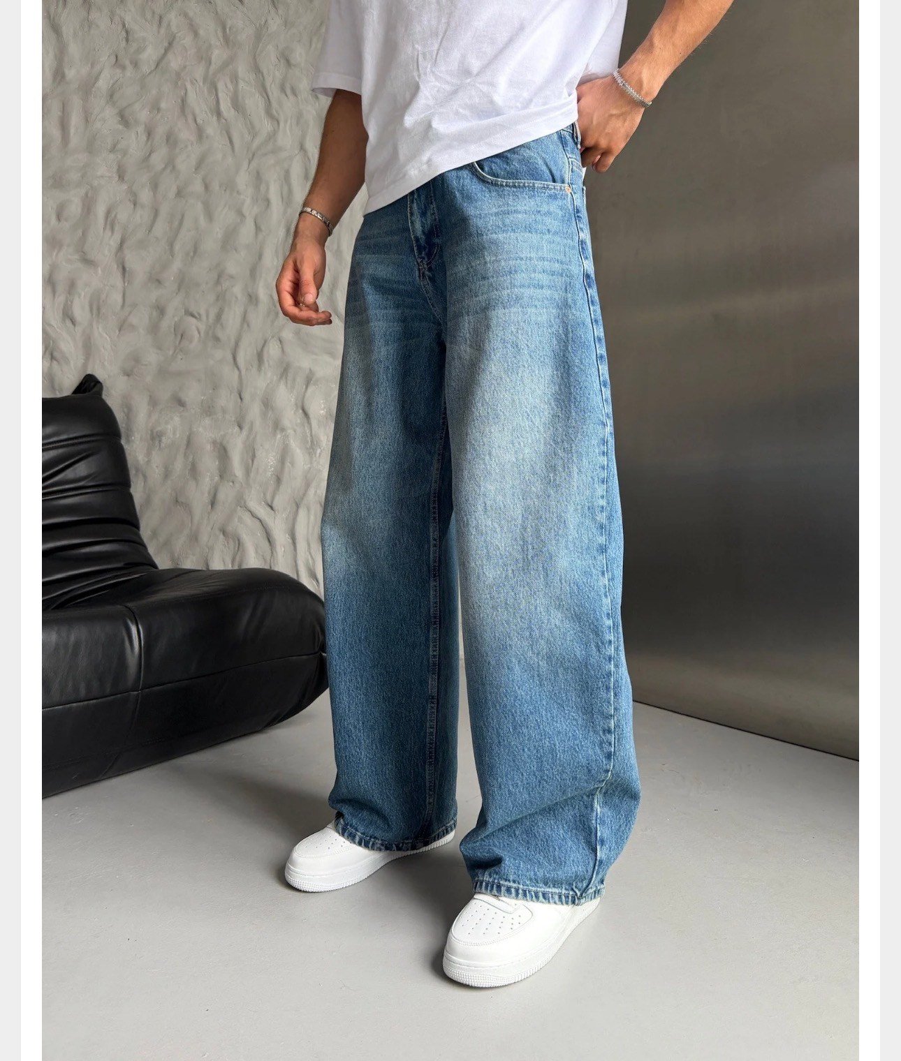 MAVİ SÜPER BAGGY KOT PANTOLON