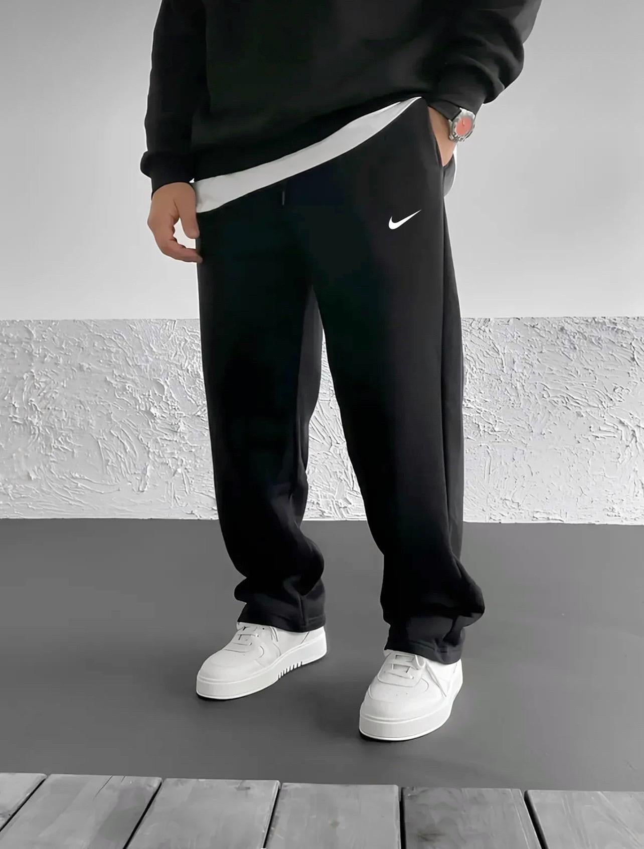 Şardonlu Siyah Baggy Logo Nike Eşofman