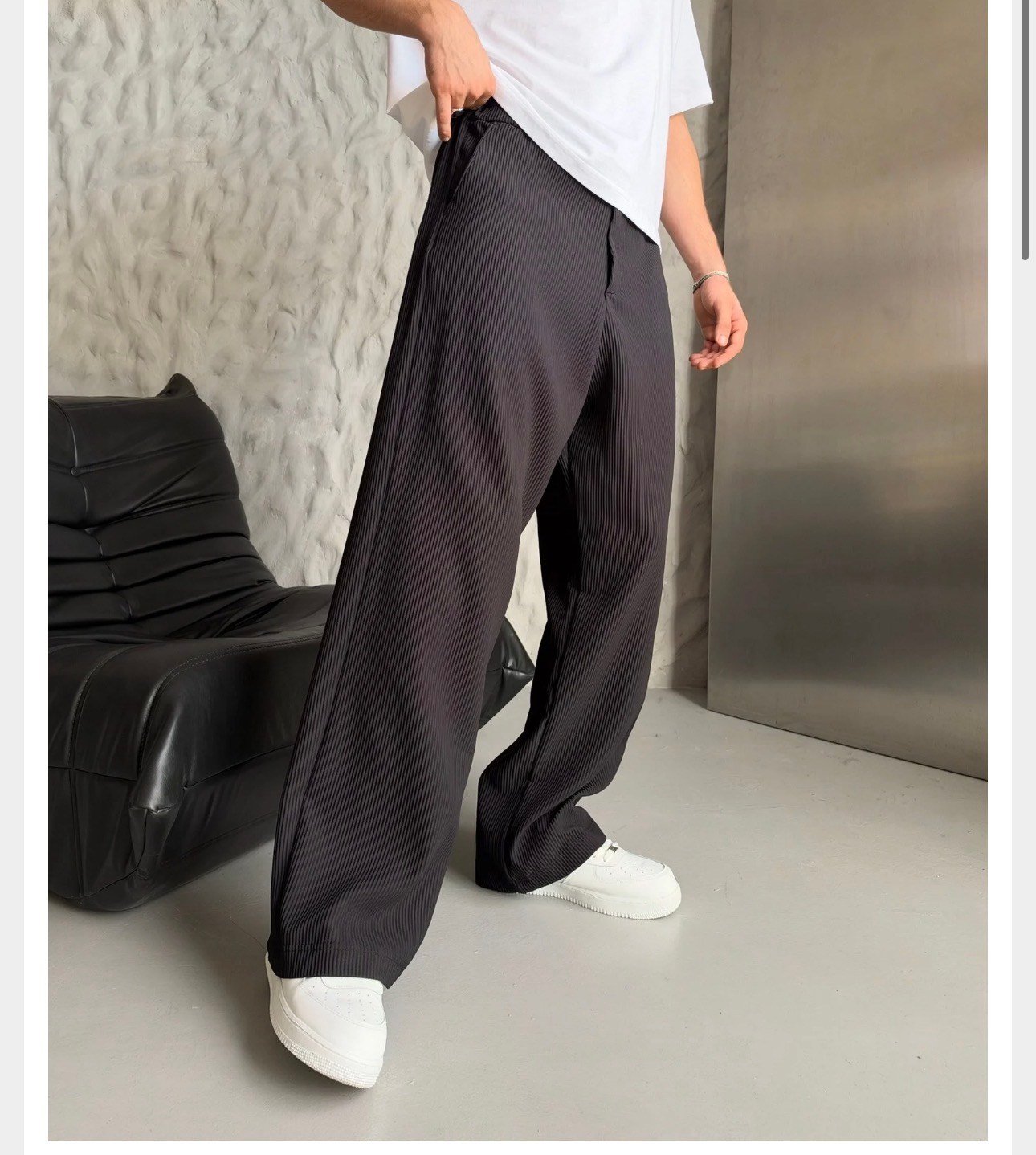 SİYAH FİTİLLİ KUMAŞ BAGGY PANTOLON
