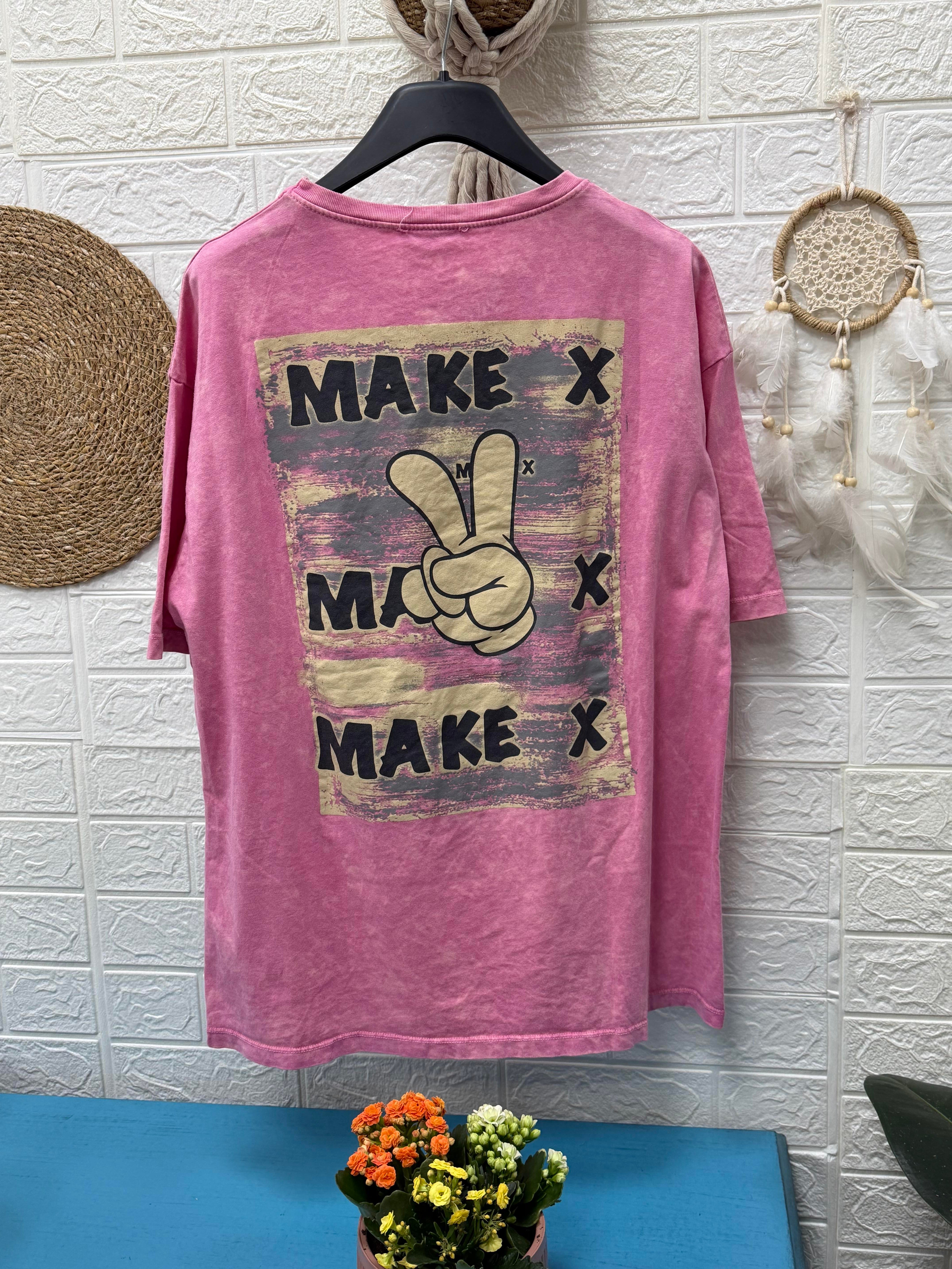 BUGS BUNNY BASKILI TAŞLANMIŞ PEMBE TSHİRT