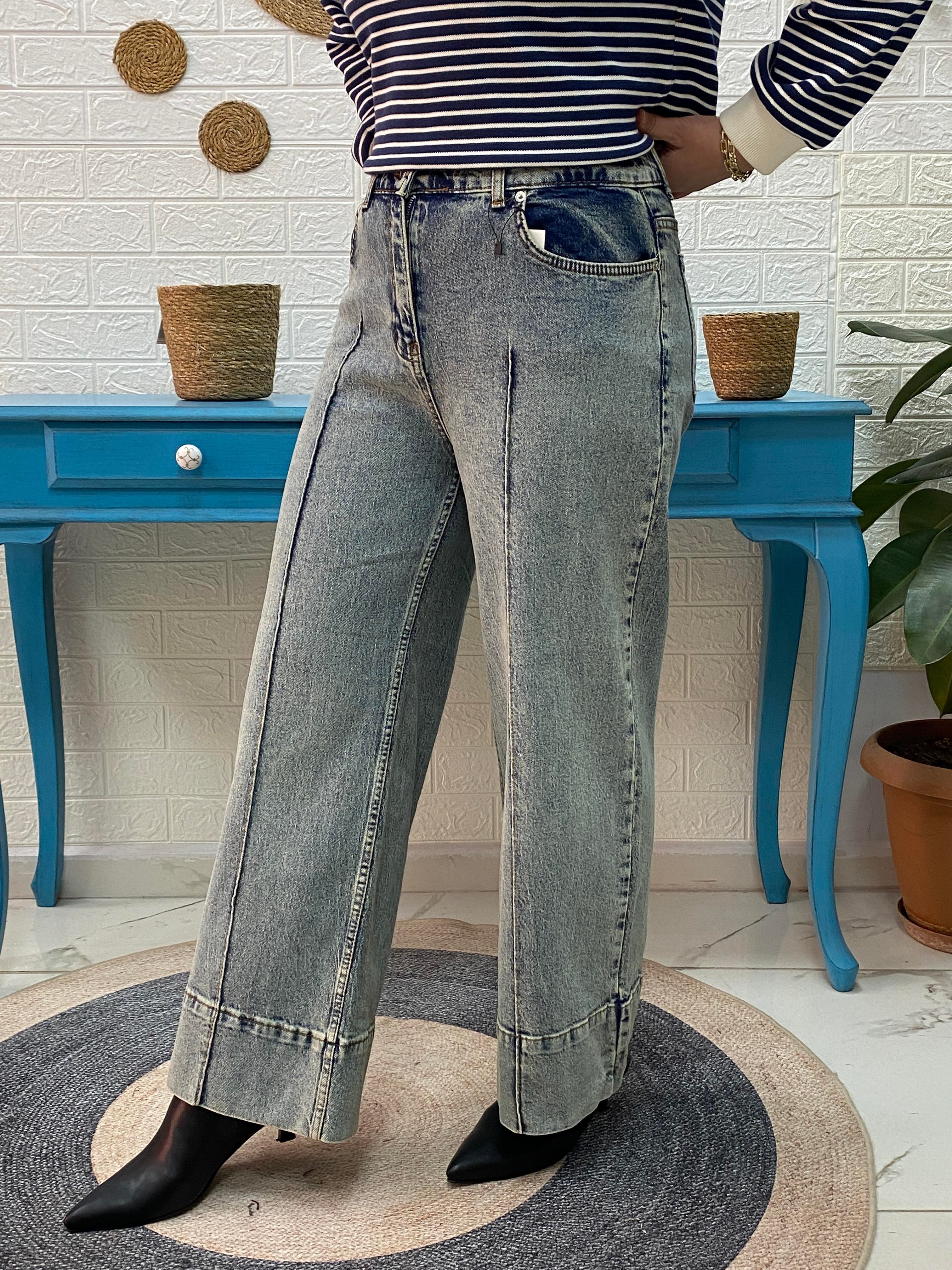 Mng Kar Yıkamalı Ön Dikişli Jean