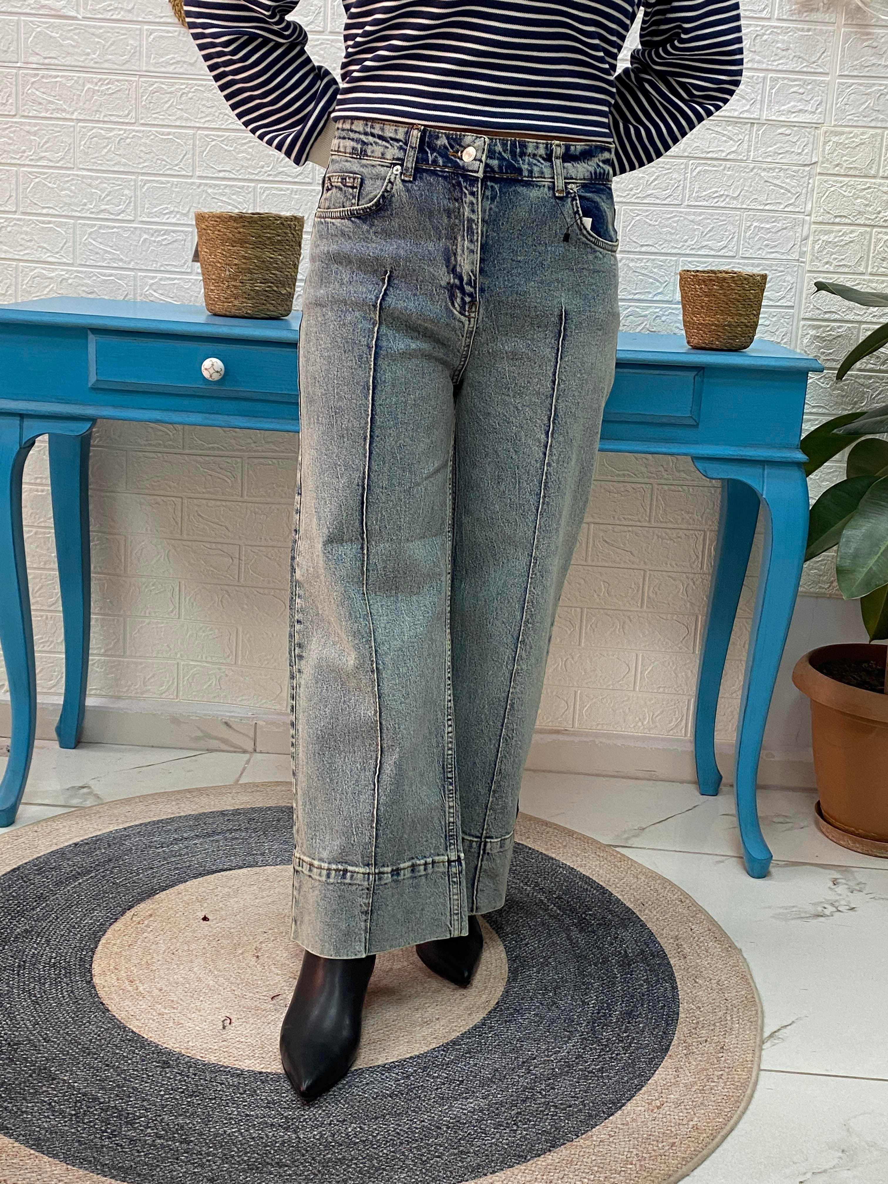 Mng Kar Yıkamalı Ön Dikişli Jean
