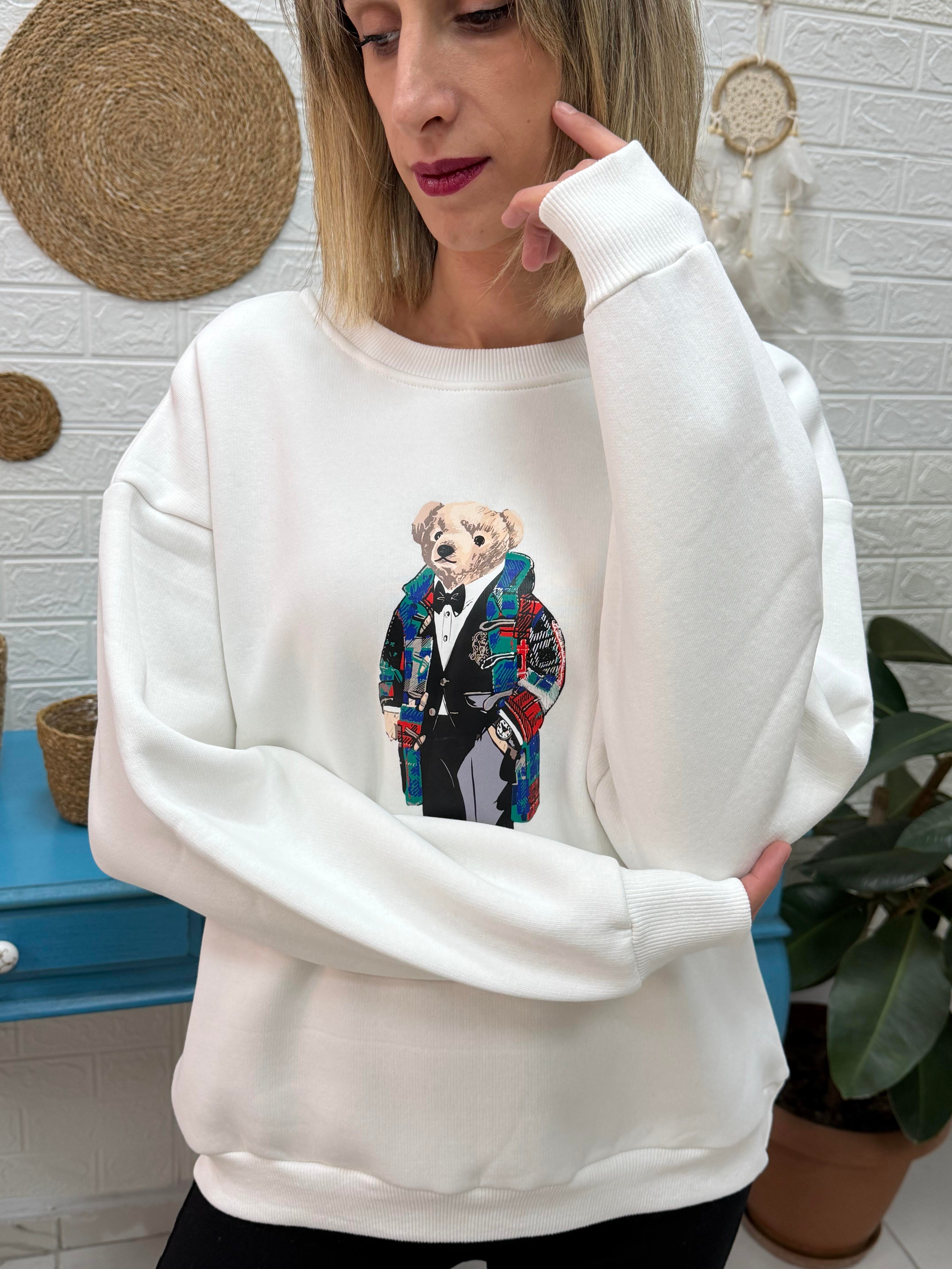 Teddy Baskılı Şardonlu Sweat