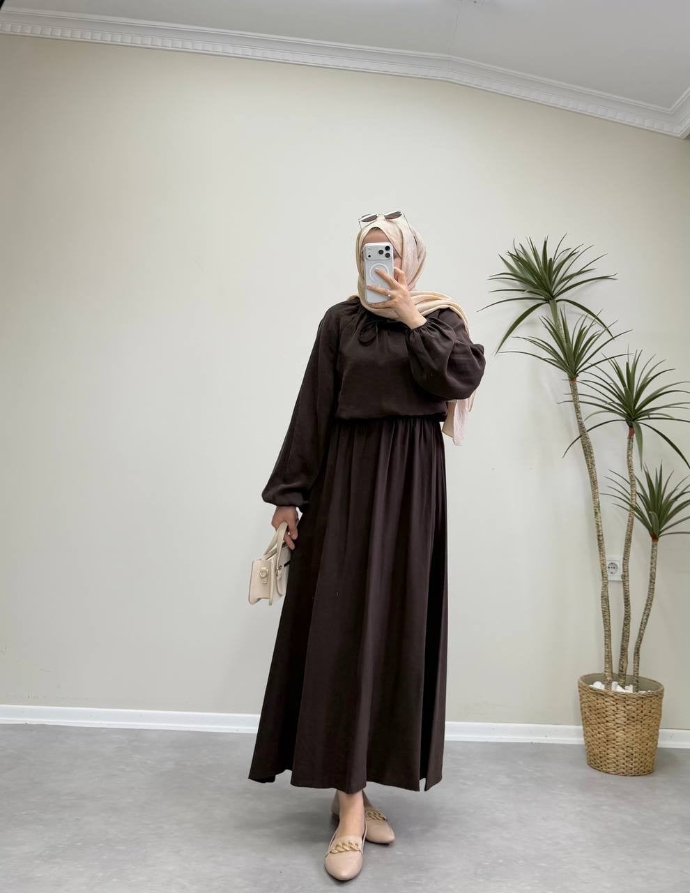 3025 - Tencel Etek Takım - Kahverengi 