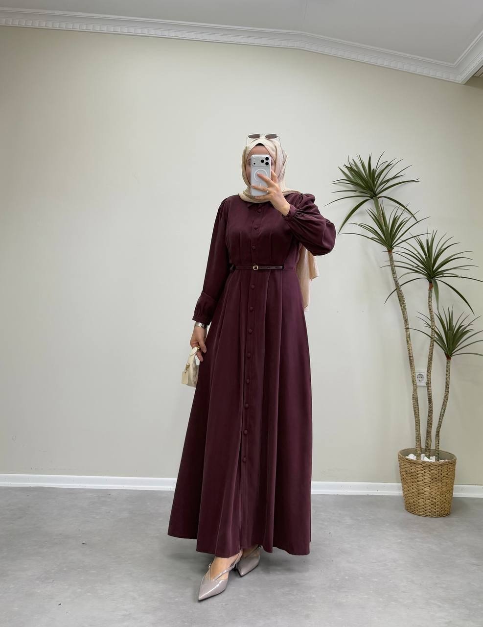 3056 - Merli Elbise - Bordo