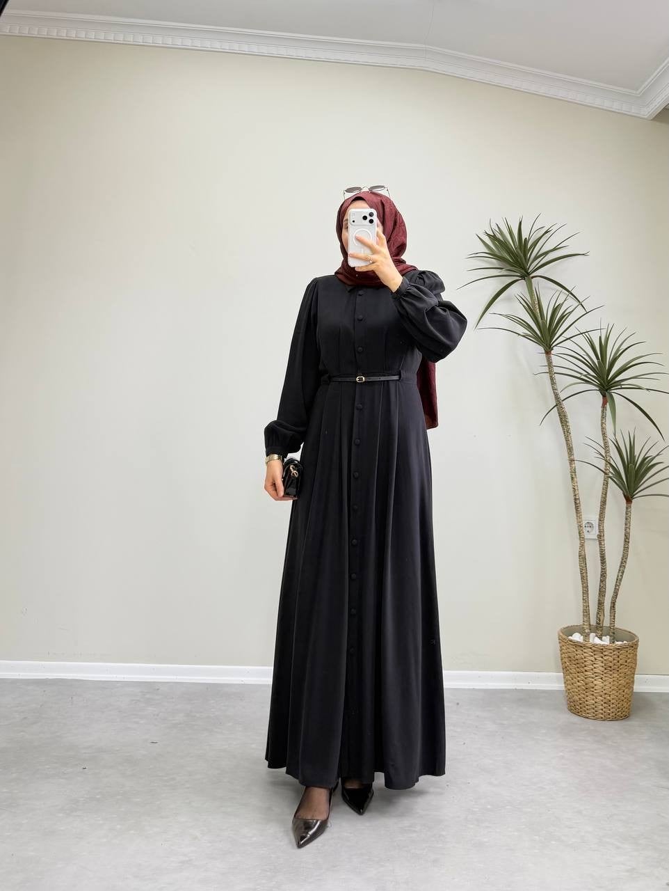 3056 - Merli Elbise - Siyah