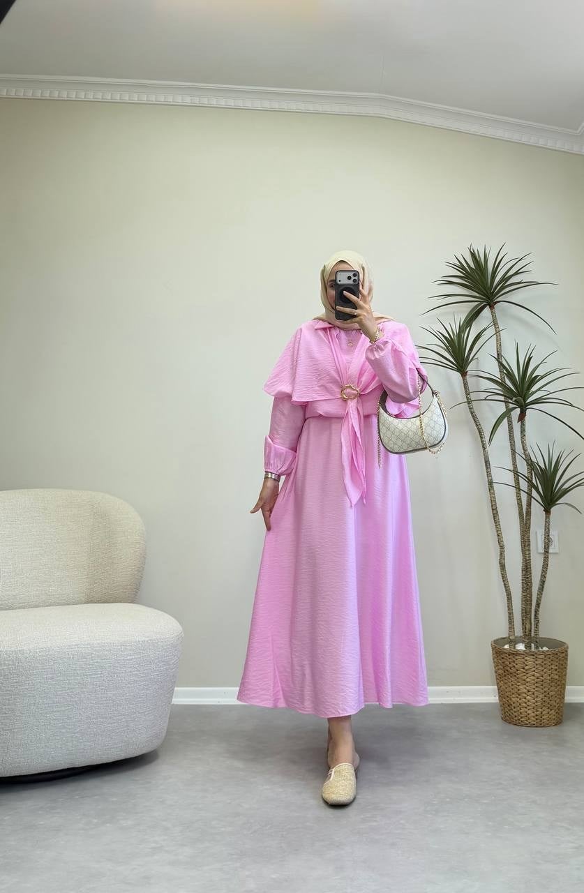 3971 - Gold Broşlu Etek Takım - Pembe