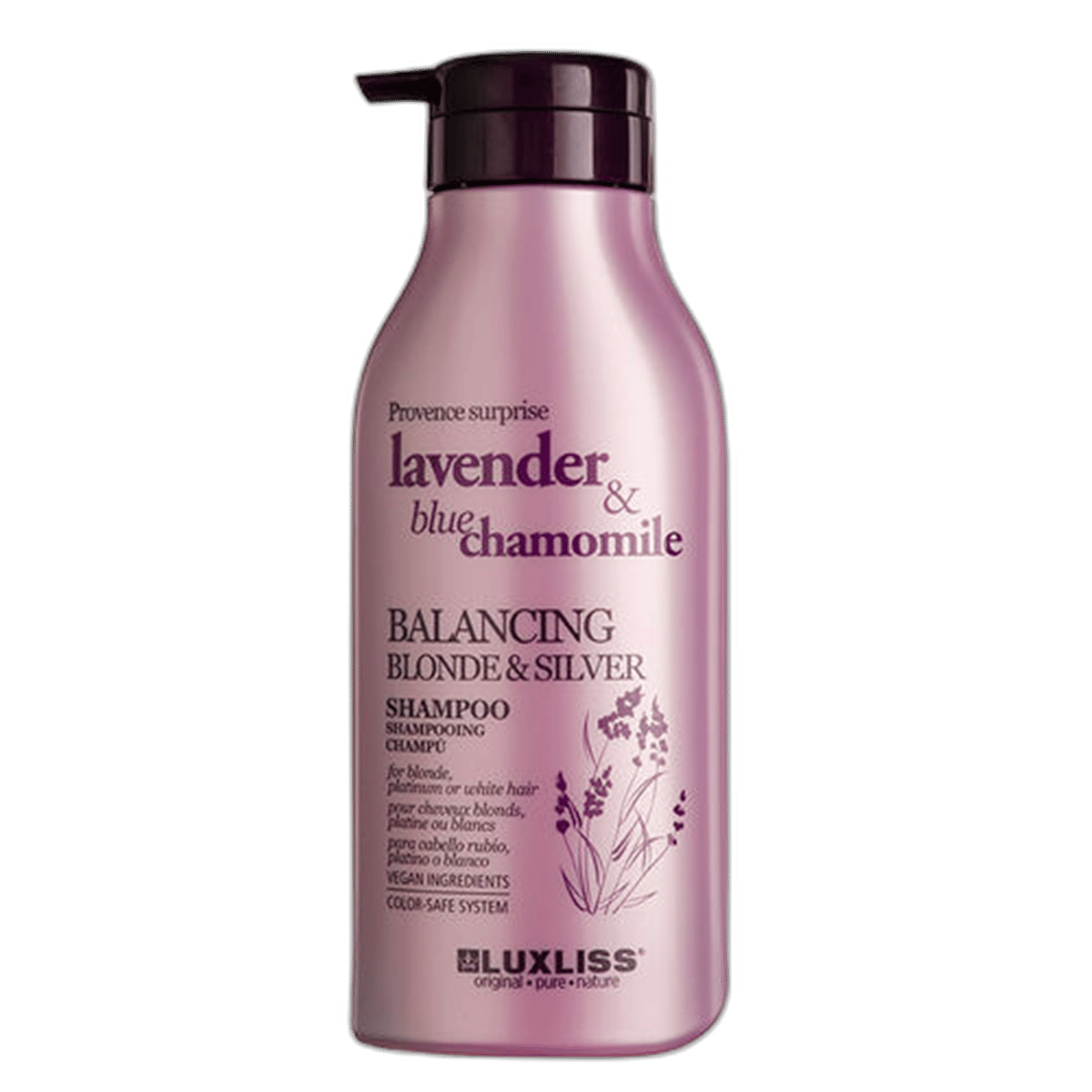 LUXLISS LAVENDER & BLUE CHAMOMILE BALANCING BLONDE & SILVER SHAMPOO 500 ml şişeBoyalı SaçAxis Kozmetik1MST-8925LUXLISS LAVENDER & BLUE CHAMOMILE BALANCING BLONDE & SILVER SHAMPOO 500 ml şişe