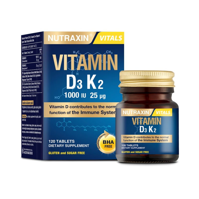 Nutraxin Vitamin D3K2 120 TabletVitamin DNutraxinNTRX-D3K2120Nutraxin Vitamin D3K2 120 Tablet