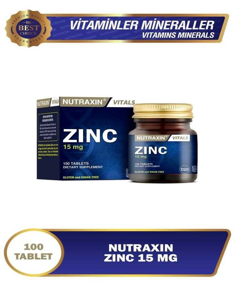 Nutraxin Zinc Sulphate 15 mg 100 TabletÇinkoNutraxinNTRX-ZINCSULPHATE100Nutraxin Zinc Sulphate 15 mg 100 Tablet
