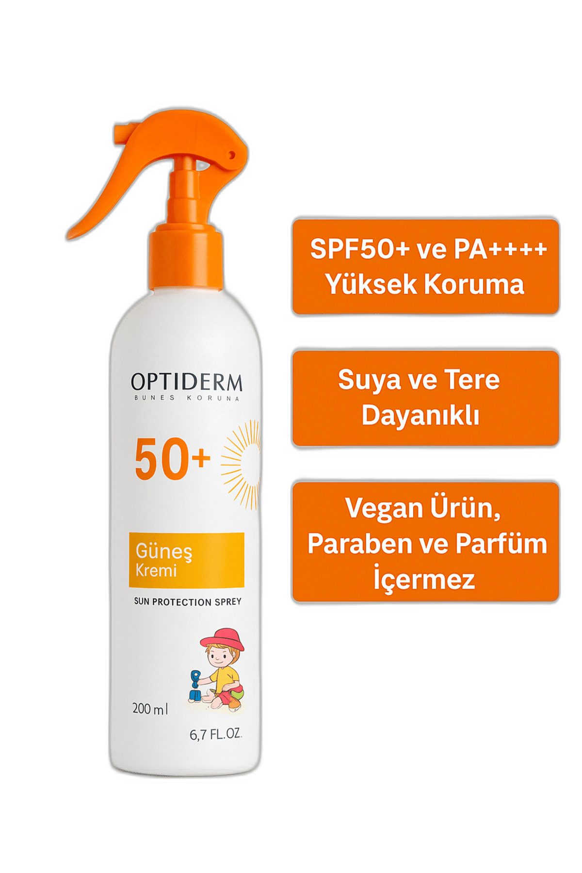 OPTIDERM GUNES KORUMALI COCUK VUCUT SPREYI SPF50+ 200 ml şişeGüneş SpreyiPOZİTİF ITRİYAT1MST-15079OPTIDERM GUNES KORUMALI COCUK VUCUT SPREYI SPF50+ 200 ml şişe