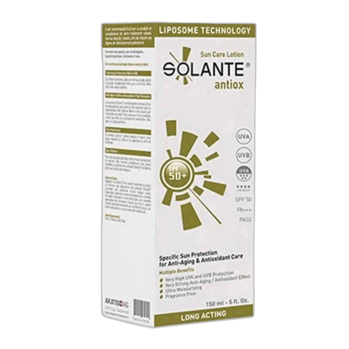 SOLANTE ANTIOX SPF 50+ LOSYON 150 ml tüpGüneş Losyonu & SütüAKUR1MST-15023SOLANTE ANTIOX SPF 50+ LOSYON 150 ml tüp