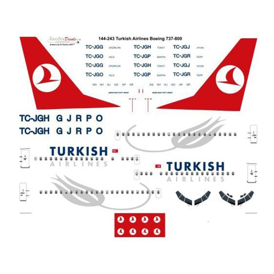144243 1/144 Ölçek, Thy Boeıng 737-800 Decal-Lale Ambleml