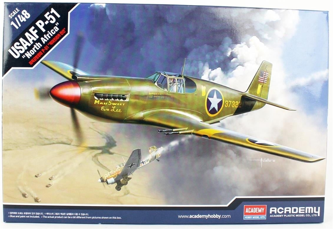 Academy 12338 1/48 Ölçek, USAAF P-51 (North Africa) Savaş Uçağı, Plastik Model Kiti