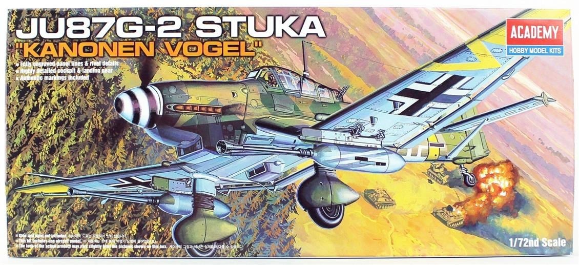 Academy 12404 1/72 Ölçek, Ju 87G-2 Stuka (Kanonen Vogel) Savaş Uçağı, Plastik Model Kiti