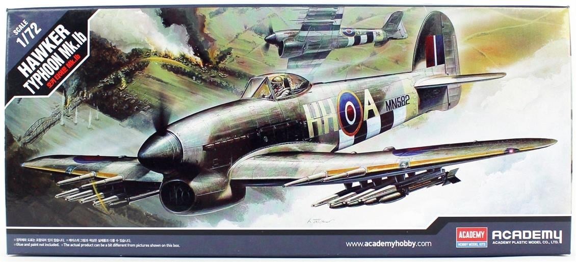 Academy 12462 1/72 Ölçek, Hawker Typhoon IB Savaş Uçağı, Plastik Model Kiti