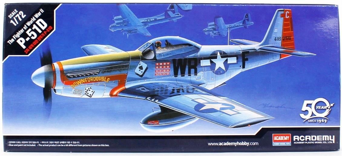 Academy 12485 1/72 Ölçek, P-51D Mustang Savaş Uçağı, Plastik Model Kiti
