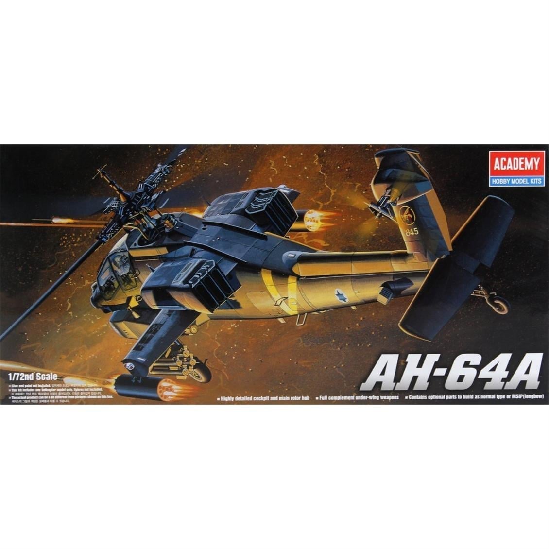 Academy 12488 1/72 Ölçek, Israil Kara Kuvvetleri AH-64A Helikopter, Plastik Model Kiti