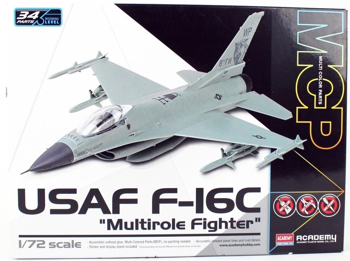 Academy 12541 1/72 Ölçek, USAF F-16C (Multirole Fighter) MCP Savaş Uçağı, Plastik Model Kiti