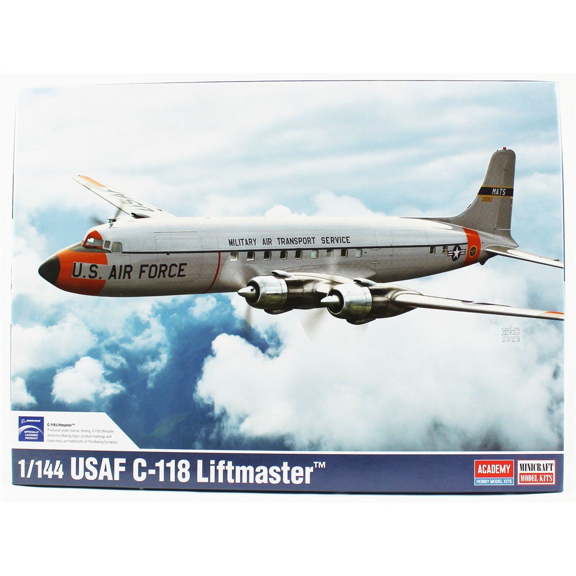 Academy 12634 1/144 USAF C-118 Liftmaster (DC-6) Askeri Kargo Uçağı, Plastik Model Kiti