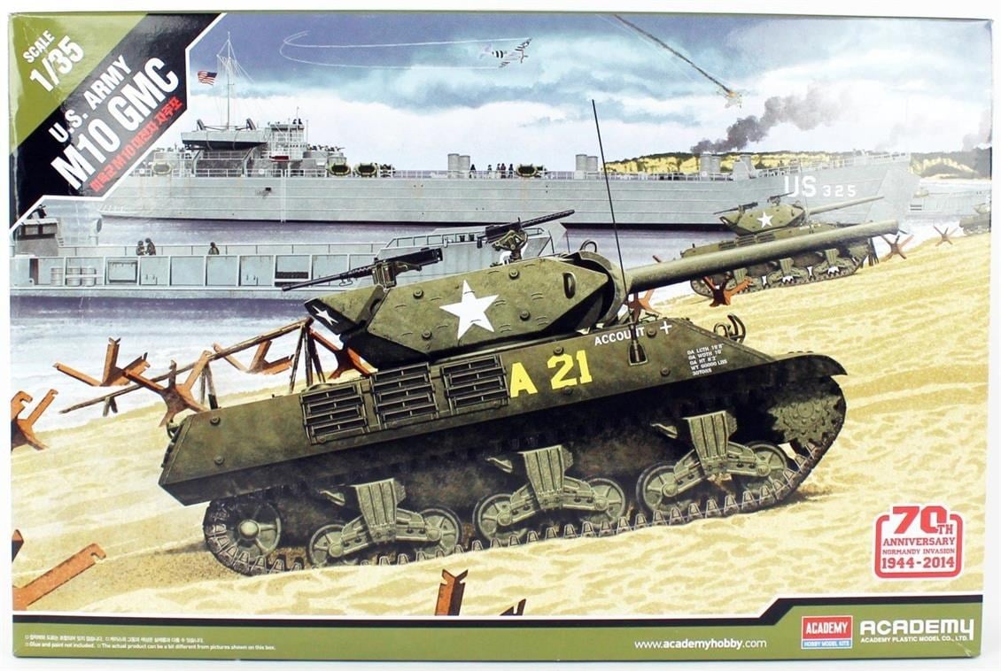 Academy 13288 1/35 Ölçek, US ARMY M10 GMC (70.Yıl Normandiya Çıkartması) Tankı, Plastik Model Kiti