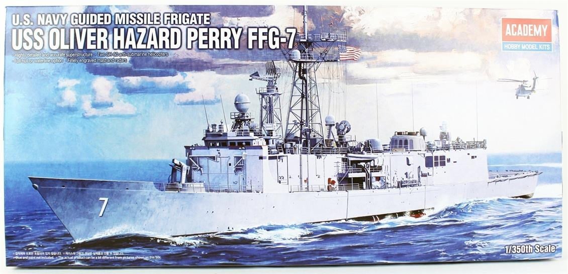 Academy 14102 1/350 Ölçek, USS Oliver Hazard Perry (FFG-7) Savaş Gemisi, Plastik Model Kiti