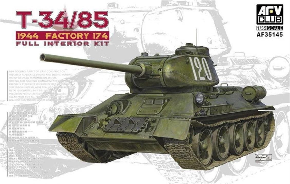 AFV Club AF35145 1/35 Ölçek, T34/85 Model 174 Factory, Komple İç Detaylı Tank, Plastik Model kiti
