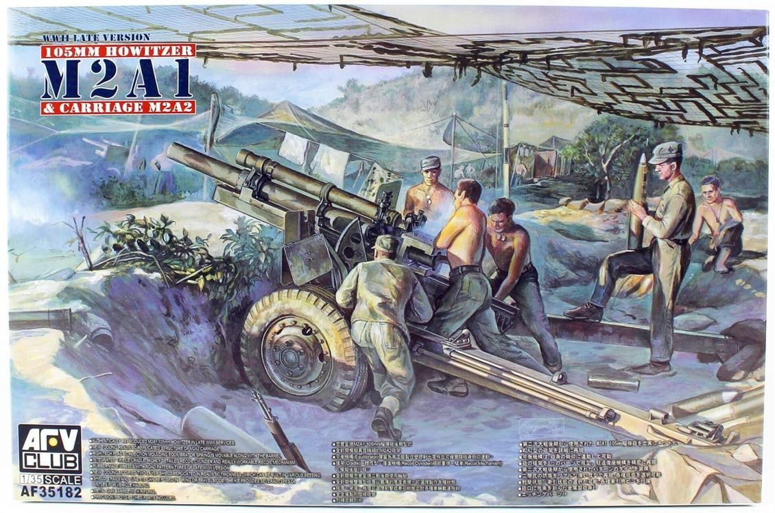 AFV Club AF35182 1/35 Ölçek, 105mm HOWITZER M2A1 Arabalı M2A2 (WW II Version) Topu, Plastik Model kiti