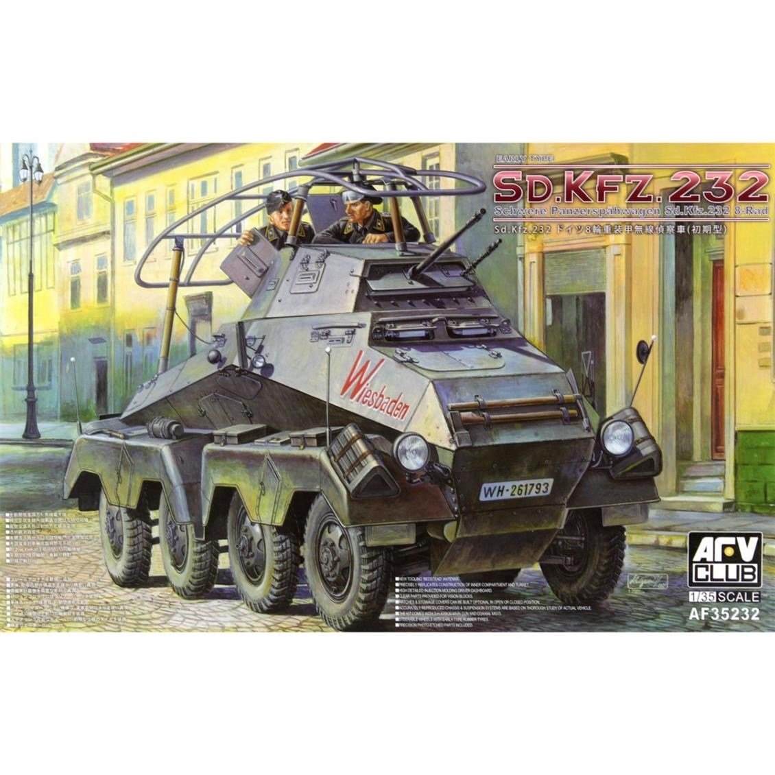 AFV Club AF35232 1/35 Ölçek, Sd.Kfz.232 Schwere Panzerspähwagen Sd.Kfz.232 8-Rad Early Type Tank, Plastik Model kiti