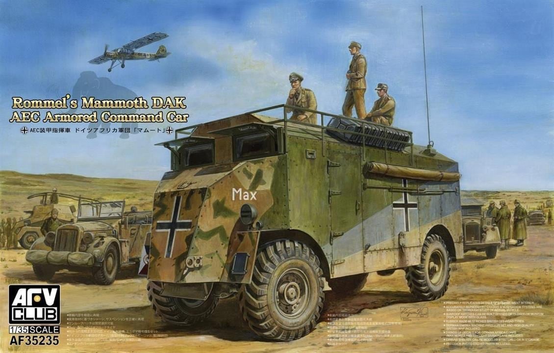 AFV Club AF35235 1/35 Ölçek, Rommel's Mammoth DAK AEC Armored Command Car Askeri Araç, Plastik Model kiti