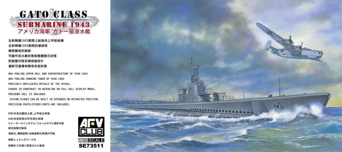 AFV Club SE73511 1/350 Ölçek, US Gato Class 1943 Denizaltı, Plastik Model kiti