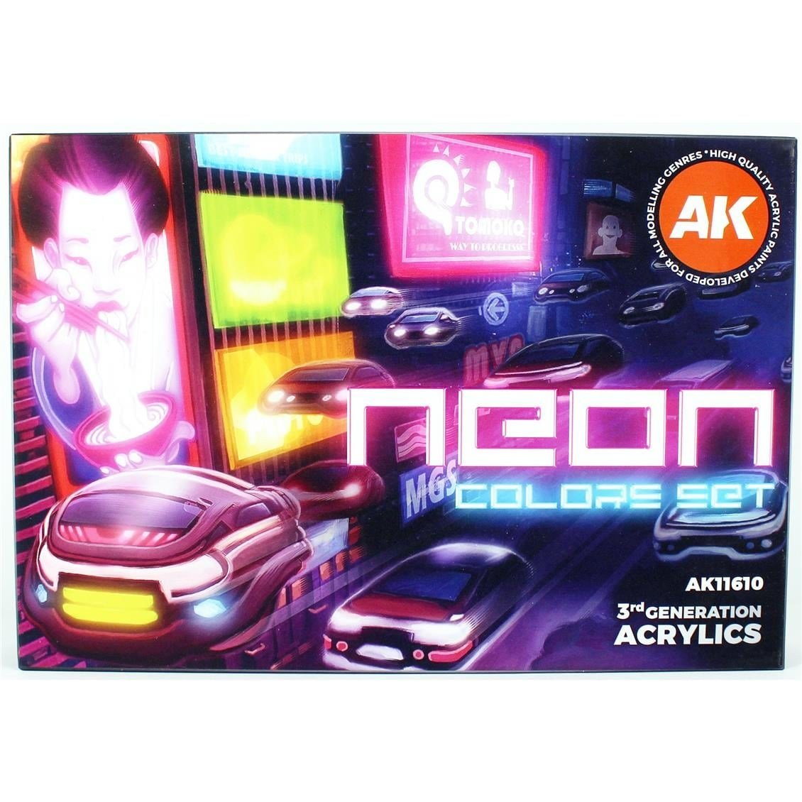 AK 11610 6x17 ml. Neon Renkleri, Akrilik 3GEN Model Boyası Seti