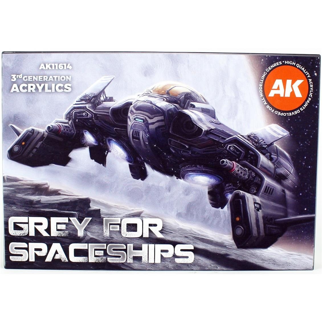 AK 11614 6x17 ml. Uzay Araçları Gri Tonları, Akrilik 3GEN Model Boyası Seti