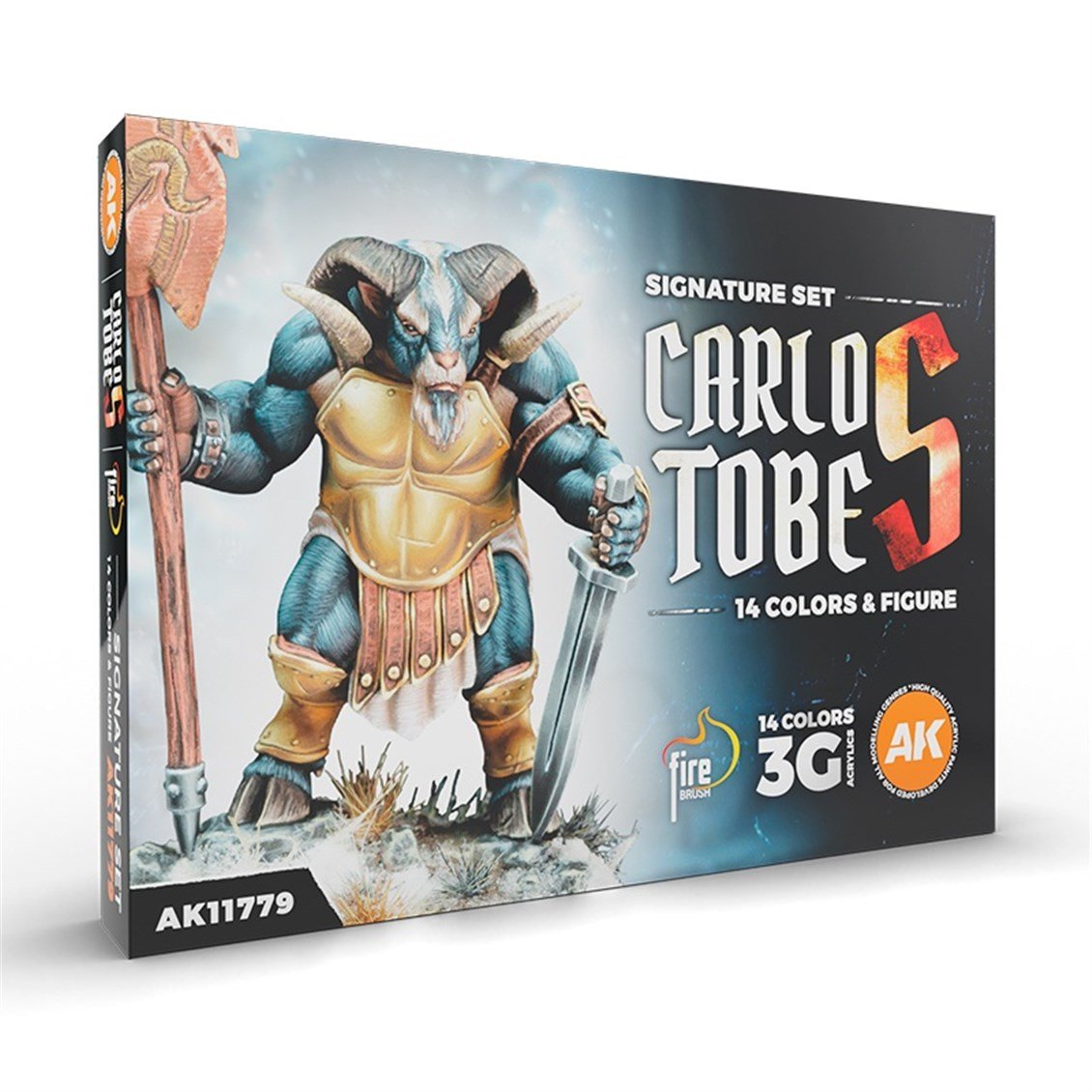 AK 11779 14x17 ml. Savaşcı Aries Figürü ve Boyaları, (Carlos Tobes Tasarımı) Akrilik 3GEN Wargame Model Boyası Seti