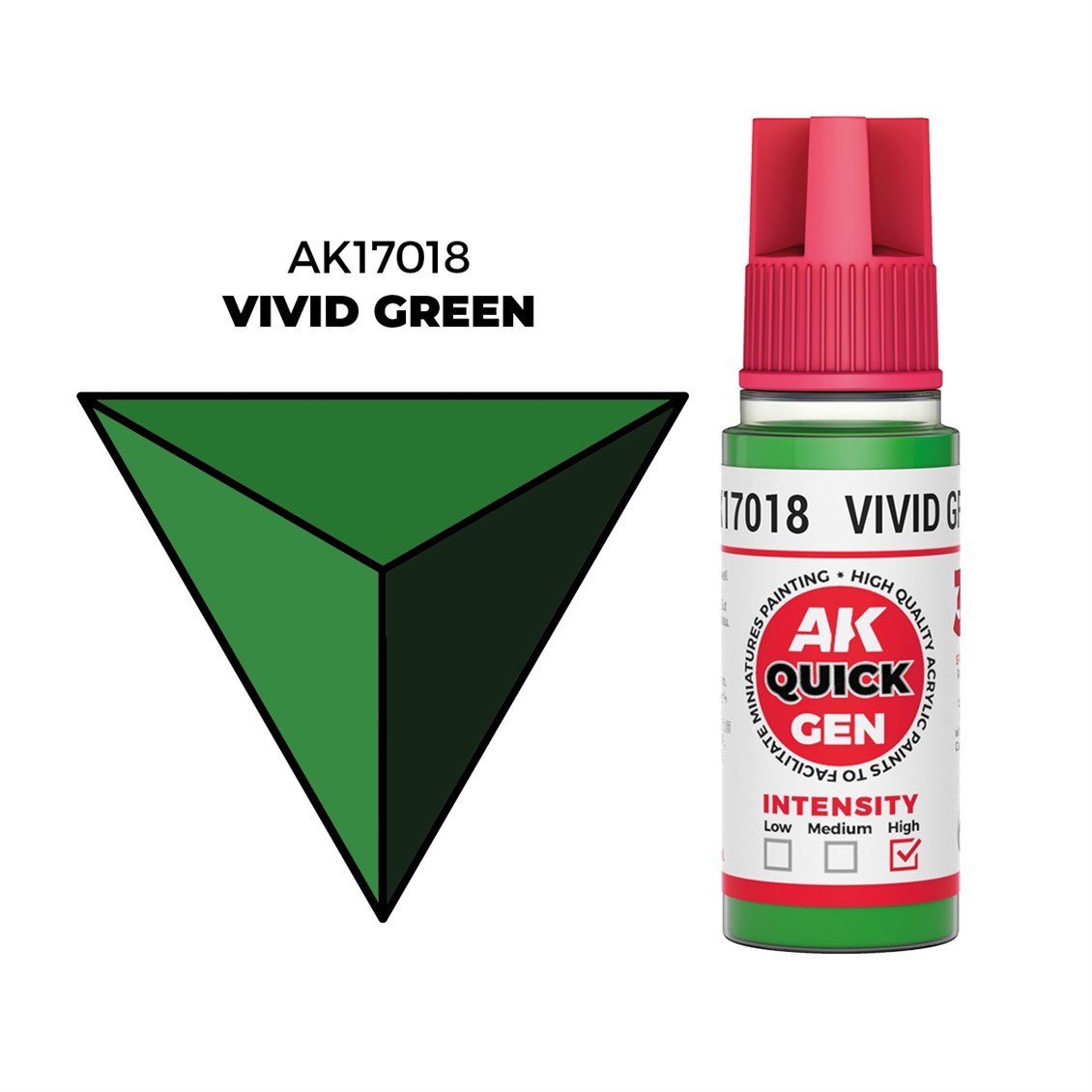 AK 17018 18 ml. Vivid Green, QuickGen Serisi Akrilik Model Boyası