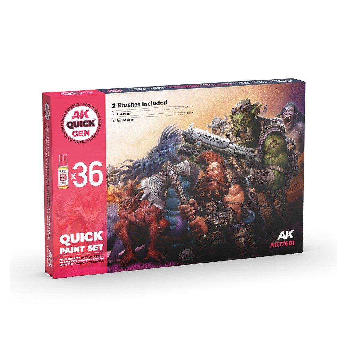 AK 17601 36x18 ml. QuickGen Boya Seti ve 2xSentetik Fırça