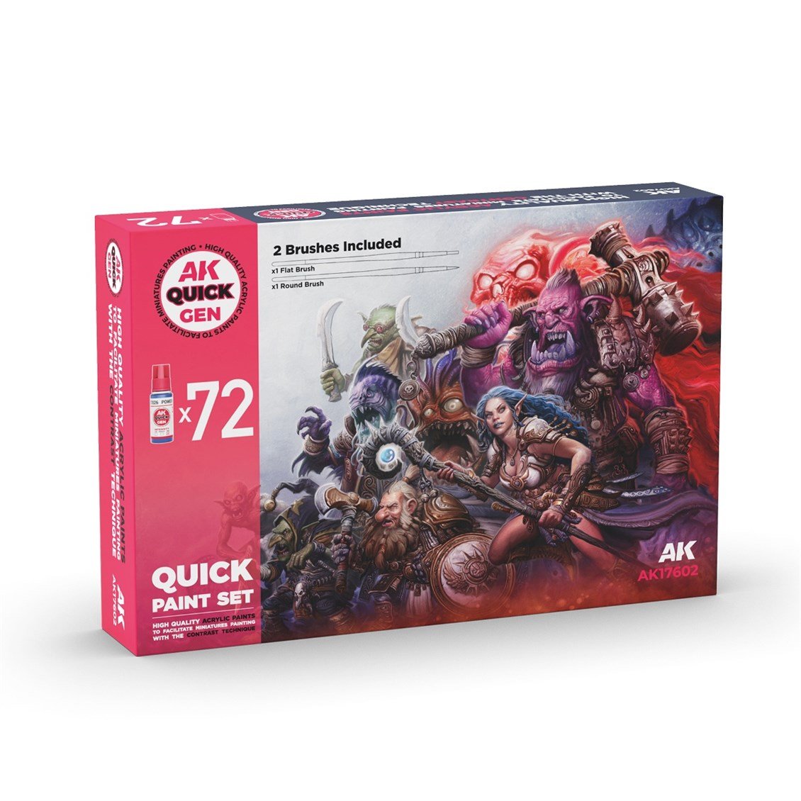AK 17602 72x18 ml. QuickGen Boya Seti ve 2xSentetik Fırça
