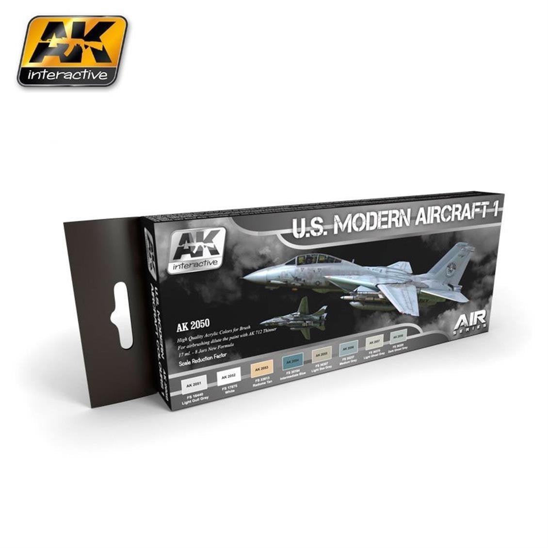 AK 2050 8x17ml. U.S. Modern Uçak Renkleri-1, Akrilik Model Boyası Seti